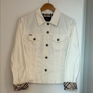 Burberry White Denim Jean Jacket size 10